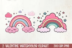 Sweet Pugs Valentine Clipart, Valentines PNG Product Image 1