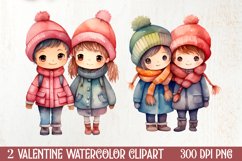 Couple Baby Boy And Girl Valentine Clipart, Valentines PNG Product Image 1