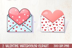 Sweet Pugs Valentine Clipart, Valentines PNG Product Image 1