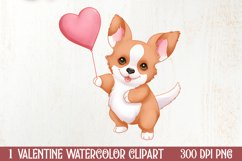 Cute Chibi Corgi Valentine Clipart, Valentines Clipart Product Image 1