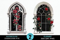 Watercolor Valentines Window Clipart Product Image 1
