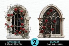 Watercolor Valentines Window Clipart Product Image 1