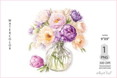 Peonies png clipart|Bouquet Provence |floral sublimation png Product Image 1