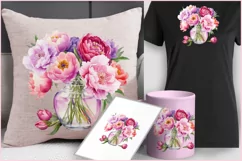Peonies png clipart sublimation|Bouquet Provence |floral png Product Image 4