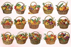 Watercolor Vegetable Baskets Clipart Bundle Product Image 3