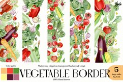 Watercolor vegetable border png. Food clipart. Healthy food Product Image 1