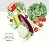 Watecolor vegetable heart composition banner clipart png Product Image 3