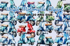 Vespa Motorcycle Watercolor Clipart Bundle Product Image 1