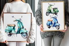 Vespa Motorcycle Watercolor Clipart Bundle Product Image 4