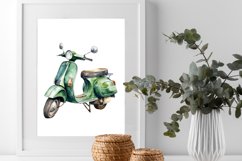 Vespa Motorcycle Watercolor Clipart Bundle Product Image 6