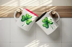 Watercolor vibrant green shamrock clover luck St Patrick Day print 20 oz tumbler skinny mug wrap clipart t-shirt sublimation printable design