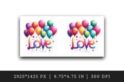 Watercolor vibrant word Love colorful balloons quote Valentine Day print 20 oz tumbler skinny mug wrap clipart t-shirt sublimation printable design