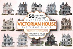 Watercolor Victorian House Clipart Bundle Product Image 1