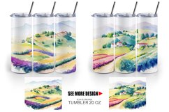 Watercolor Gardens and hills | Tumbler Sublimation Wrap Product Image 2