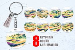 Keychain Watercolor Vineyards and rolling hills Product Image 1