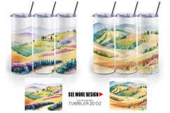 Watercolor Gardens and hills | Tumbler Sublimation Wrap Product Image 3