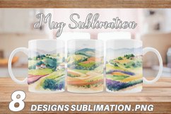 Watercolor Gardens and hills | Mug sublimation design Product Image 1