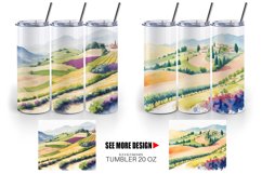 Watercolor Gardens and hills | Tumbler Sublimation Wrap Product Image 4