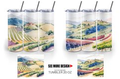 Watercolor Gardens and hills | Tumbler Sublimation Wrap Product Image 5