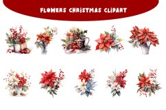 Watercolor Vintage Christmas flowers Clipart Product Image 2