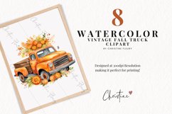 Watercolor Vintage Fall Truck Clipart Product Image 2