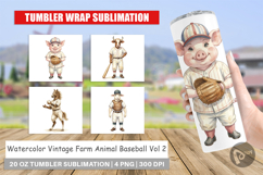 Vintage Farm Animal Baseball Tumbler Product Image 1