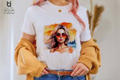 Watercolor Vintage Girl Sublimation PNG Clipart Product Image 2