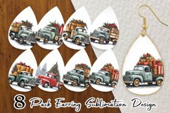 Watercolor Pickup Truck Earring teardrop sublimation design Product Image 1