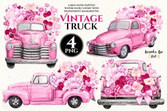 Valentines Day Farm clipart; Watercolor clipart; sublimation designs; Watercolor Vintage pink; pink pickup truck clipart; old truck watercolor; truck; transport; vehicle; retro; design; classic; car; old; vintage; auto; pickup; village; Christmas; farmer