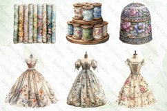 Watercolor Vintage Sewing Clipart Product Image 6