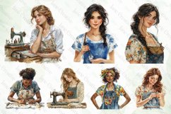 Watercolor Vintage Sewing Clipart Product Image 5