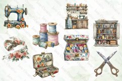 Watercolor Vintage Sewing Clipart Product Image 3