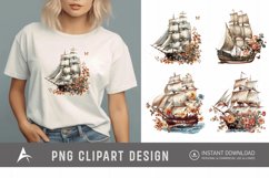 Watercolor Vintage Ship Clipart Product Image 1
