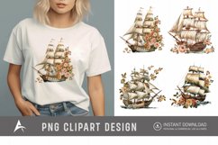 Watercolor Vintage Ship Clipart Product Image 1