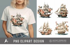 Watercolor Vintage Ship Clipart Product Image 1