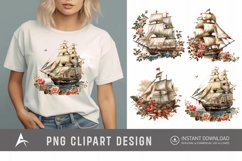 Watercolor Vintage Ship Clipart Product Image 1