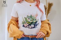 Watercolor Vintage Succulents Sublimation PNG Clipart Product Image 2