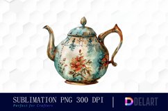 Vintage Teapot Sublimation PNG Clipart Product Image 1
