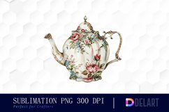 Vintage Teapot Watercolor Clipart Product Image 1