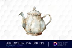 Vintage Teapot Watercolor Clipart Product Image 1
