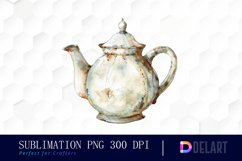 Vintage Teapot Watercolor Clipart Product Image 1