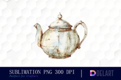 Vintage Teapot Watercolor Clipart Product Image 1