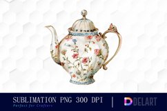 Vintage Teapot Watercolor Clipart Product Image 1