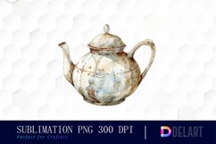 Vintage Teapot Watercolor Clipart Product Image 1