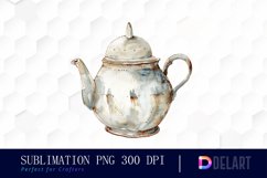 Vintage Teapot Watercolor Clipart Product Image 1