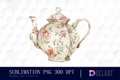 Vintage Teapot Watercolor Clipart Product Image 1
