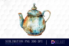 Vintage Teapot Watercolor Clipart Product Image 1