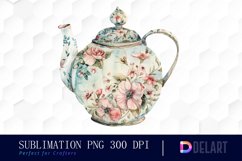 Vintage Teapot Watercolor Clipart Product Image 1