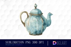 Vintage Teapot Watercolor Clipart Product Image 1
