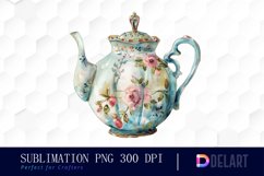 Vintage Teapot Watercolor Clipart Product Image 1